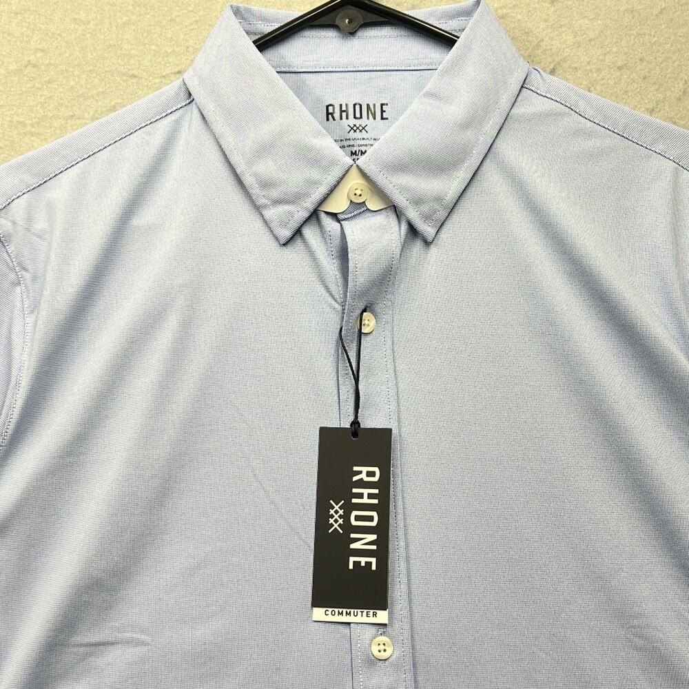 Rhone Commuter Dress Shirt Blue Fine Italian Fabric Classic Fit Medium Stretch